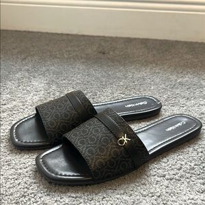 Calvin Klein Women's Black Slide Sandals